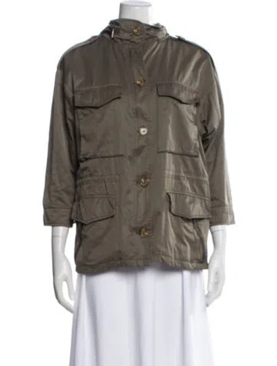 Pre-owned Joie Utility Jacket In Green