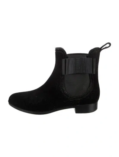 Pre-owned Joie Velvet Bow Accents Chelsea Boots In Black