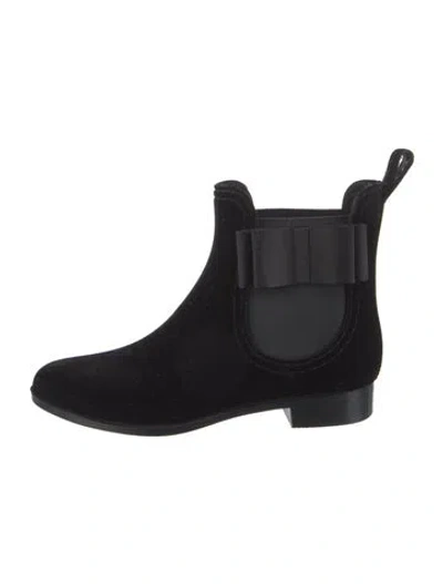 Pre-owned Joie Velvet Bow Accents Chelsea Boots In Black