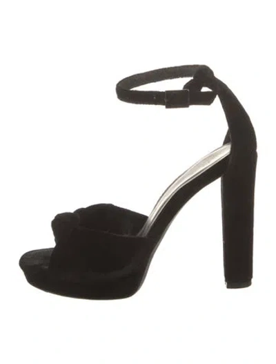 Pre-owned Joie Velvet Bow Accents Sandals In Black
