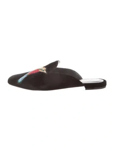 Pre-owned Joie Velvet Graphic Print Mules In Brown