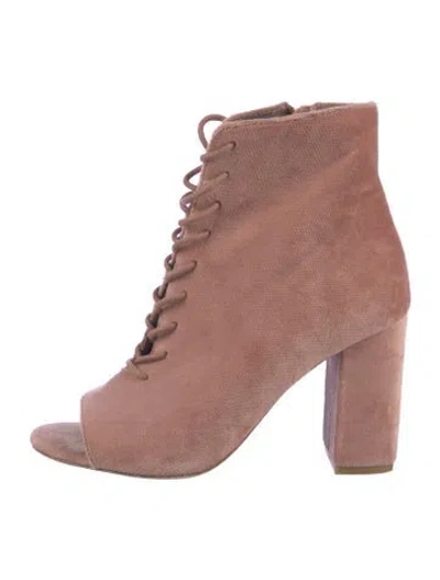 Pre-owned Joie Velvet Lace-up Boots In Pink