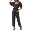 Joie Viney Linen Jumpsuit In Caviar Black In Blue