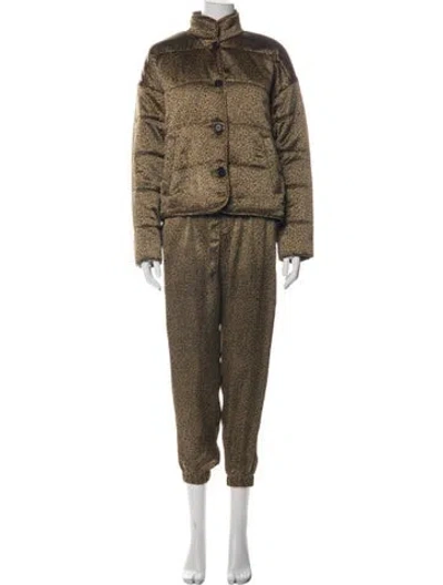 Pre-owned Joie Vintage Animal Print Pant Set In Brown