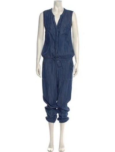 Pre-owned Joie V-neck Jumpsuit In Blue