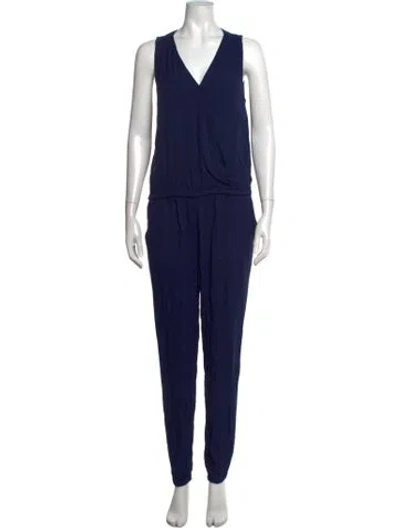 Pre-owned Joie V-neck Jumpsuit In Blue