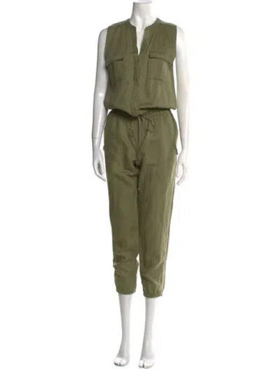 Pre-owned Joie V-neck Jumpsuit In Green