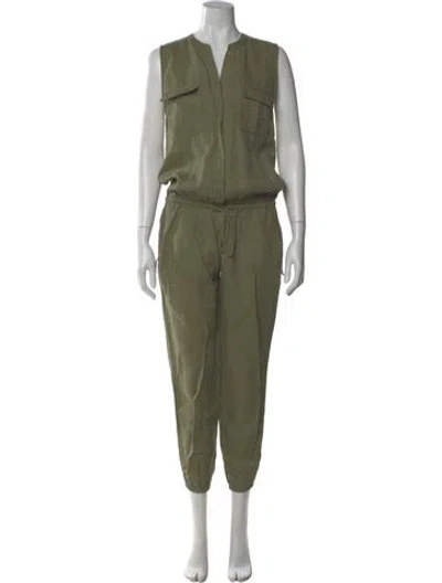 Pre-owned Joie V-neck Jumpsuit In Green