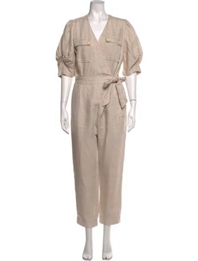 Pre-owned Joie V-neck Jumpsuit In Neutrals
