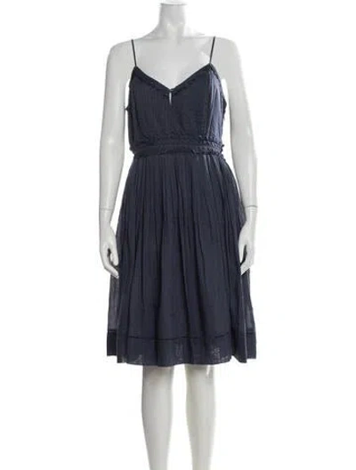 Pre-owned Joie V-neck Knee-length Dress In Blue