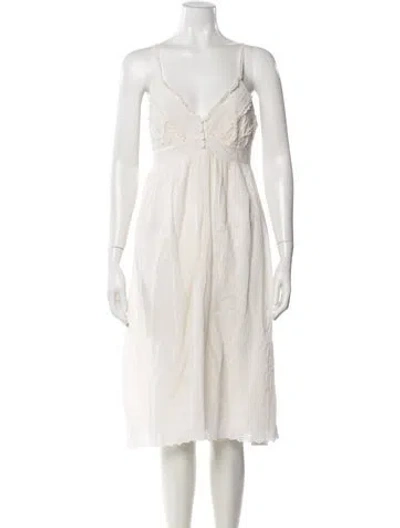 Pre-owned Joie V-neck Knee-length Dress In Neutral