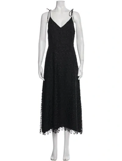 Pre-owned Joie V-neck Long Dress In Black