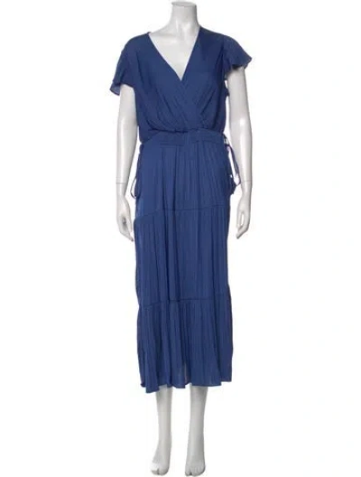 Pre-owned Joie V-neck Long Dress In Blue