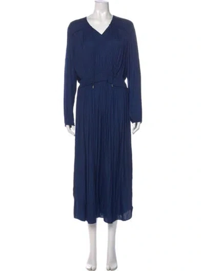 Pre-owned Joie V-neck Long Dress In Blue