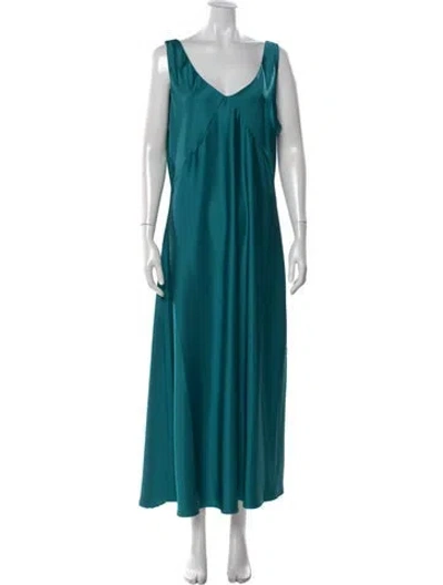 Pre-owned Joie V-neck Long Dress In Blue