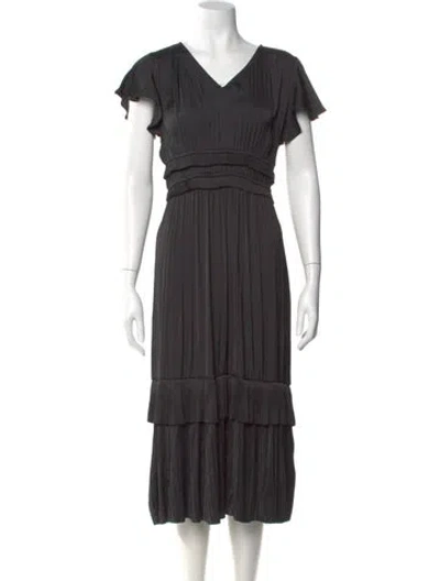Pre-owned Joie V-neck Long Dress In Gray