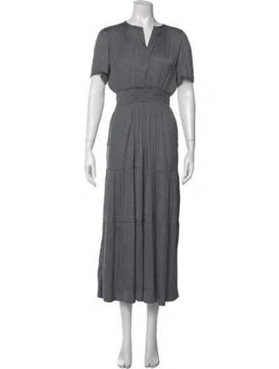 Pre-owned Joie V-neck Long Dress In Gray