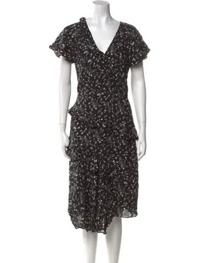 Pre-owned Joie V-neck Midi Length Dress In Black