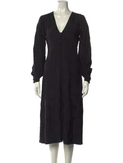Pre-owned Joie V-neck Midi Length Dress In Black