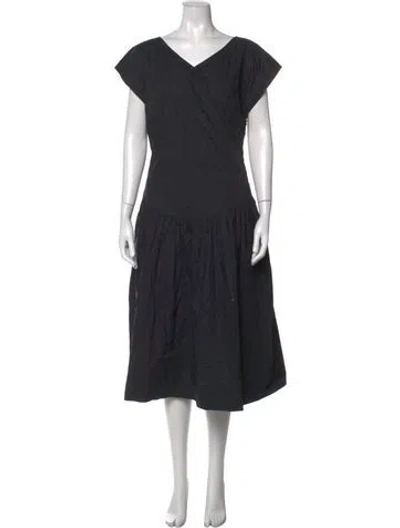 Pre-owned Joie V-neck Midi Length Dress In Black