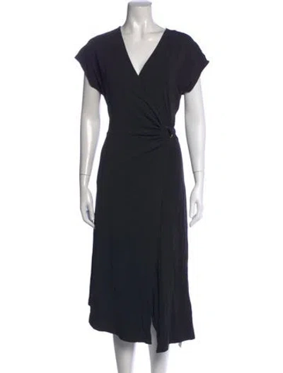 Pre-owned Joie V-neck Midi Length Dress In Black