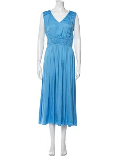 Pre-owned Joie V-neck Midi Length Dress In Blue