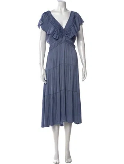 Pre-owned Joie V-neck Midi Length Dress In Blue