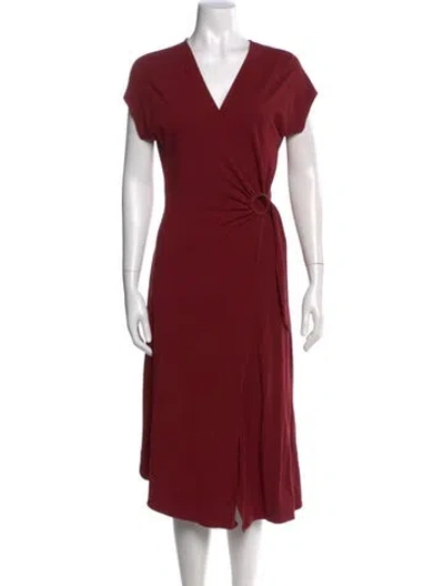 Pre-owned Joie V-neck Midi Length Dress In Burgundy
