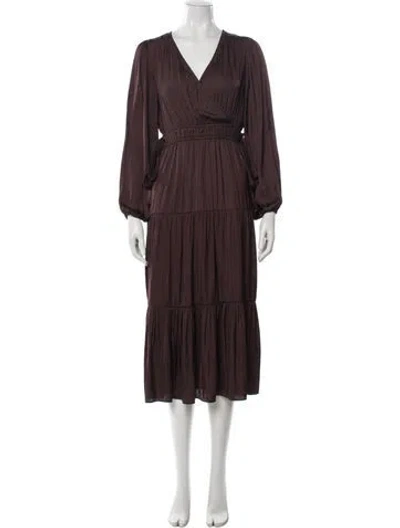 Pre-owned Joie V-neck Midi Length Dress In Burgundy
