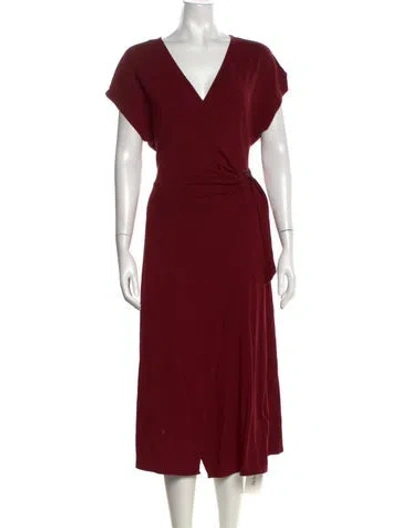 Pre-owned Joie V-neck Midi Length Dress In Burgundy