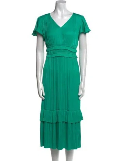 Pre-owned Joie V-neck Midi Length Dress In Green