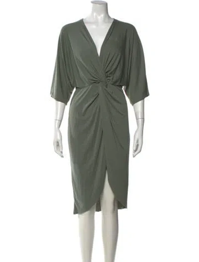 Pre-owned Joie V-neck Midi Length Dress In Green