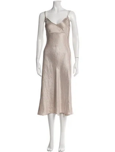 Pre-owned Joie V-neck Midi Length Dress In Neutral