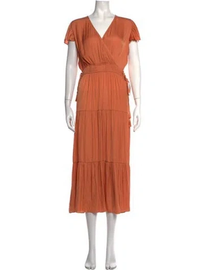 Pre-owned Joie V-neck Midi Length Dress In Orange