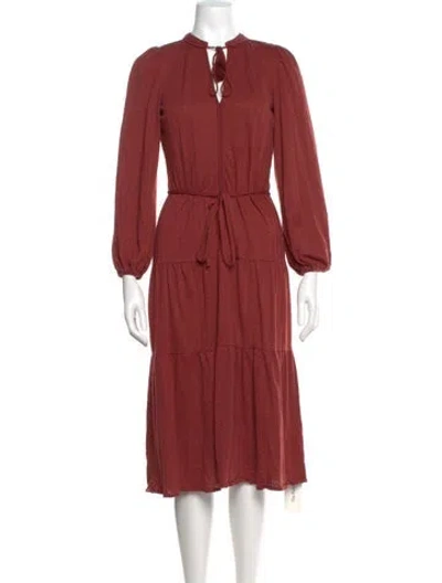 Pre-owned Joie V-neck Midi Length Dress In Red
