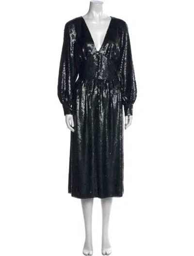 Pre-owned Joie V-neck Midi Length Dress W/ Tags In Black