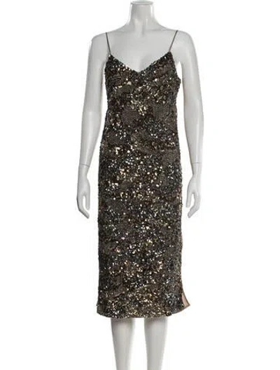 Pre-owned Joie V-neck Midi Length Dress W/ Tags In Black