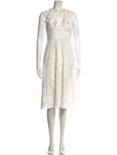 Pre-owned Joie V-neck Midi Length Dress W/ Tags In White