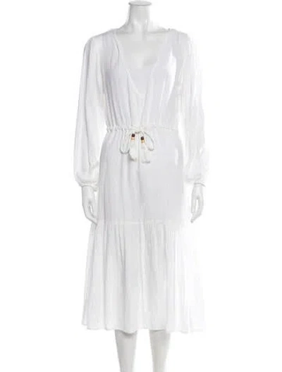 Pre-owned Joie V-neck Midi Length Dress W/ Tags In White