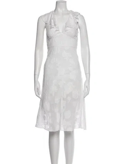 Pre-owned Joie V-neck Midi Length Dress In White