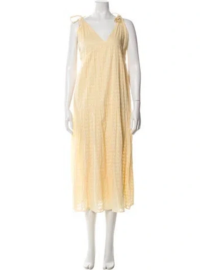 Pre-owned Joie V-neck Midi Length Dress In Yellow