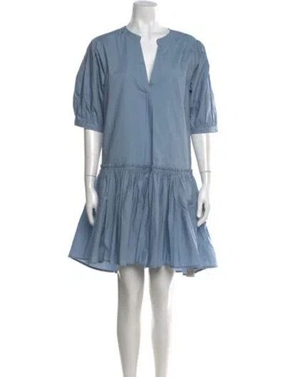 Pre-owned Joie V-neck Mini Dress In Blue