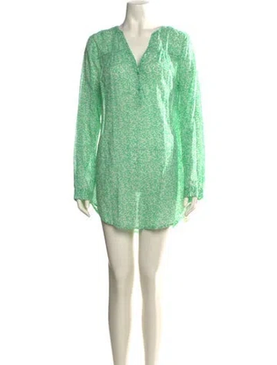 Pre-owned Joie V-neck Mini Dress In Green