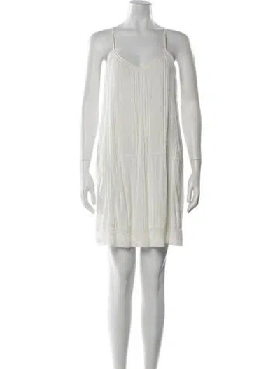 Pre-owned Joie V-neck Mini Dress In Neutral