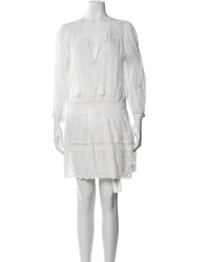 Pre-owned Joie V-neck Mini Dress In Neutral