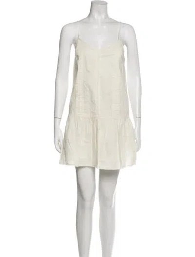 Pre-owned Joie V-neck Mini Dress In Neutral