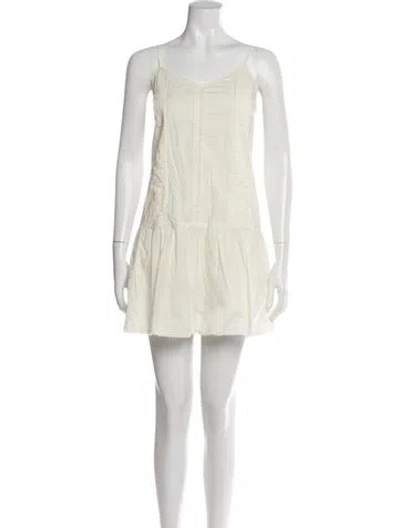 Pre-owned Joie V-neck Mini Dress In Neutral