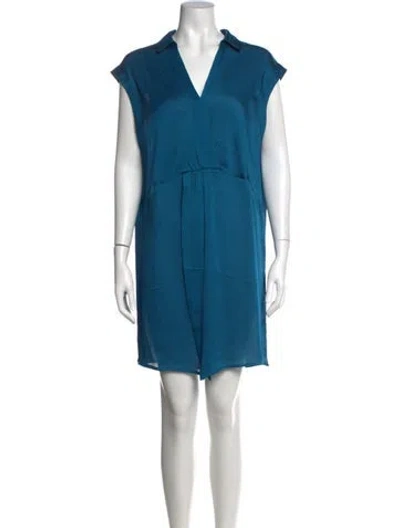 Pre-owned Joie V-neck Mini Dress W/ Tags In Blue