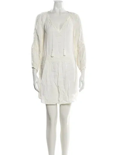 Pre-owned Joie V-neck Mini Dress In White