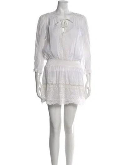 Pre-owned Joie V-neck Mini Dress In White